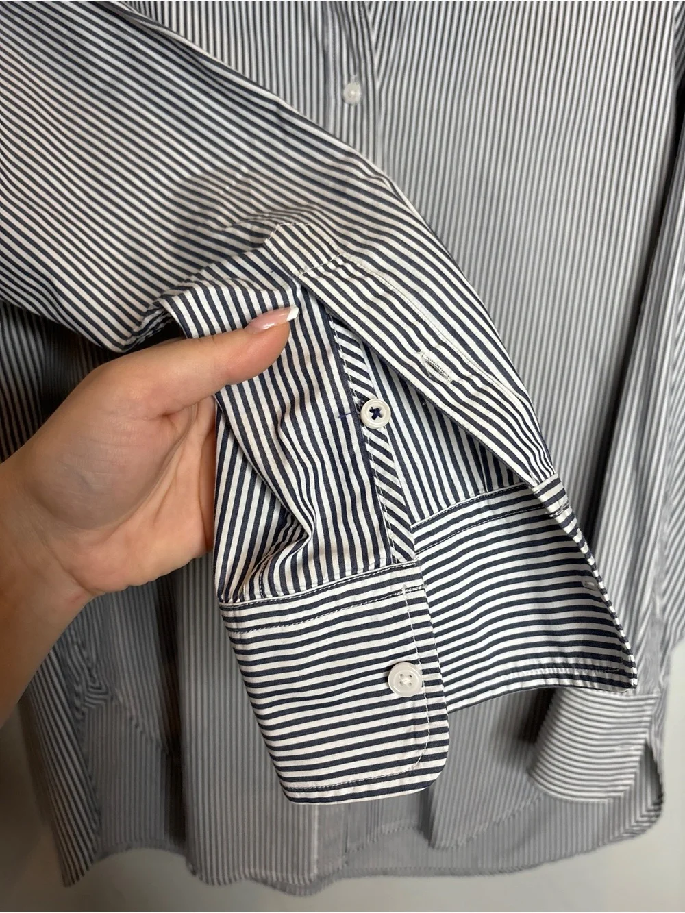 J.Crew Relaxed-Fit Crisp Cotton Poplin Shirt M Navy Stripe